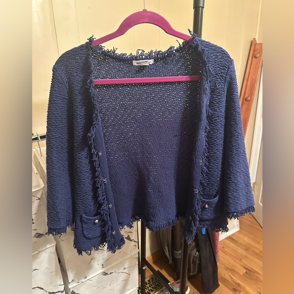 roz & ali dark blue M light cardigan